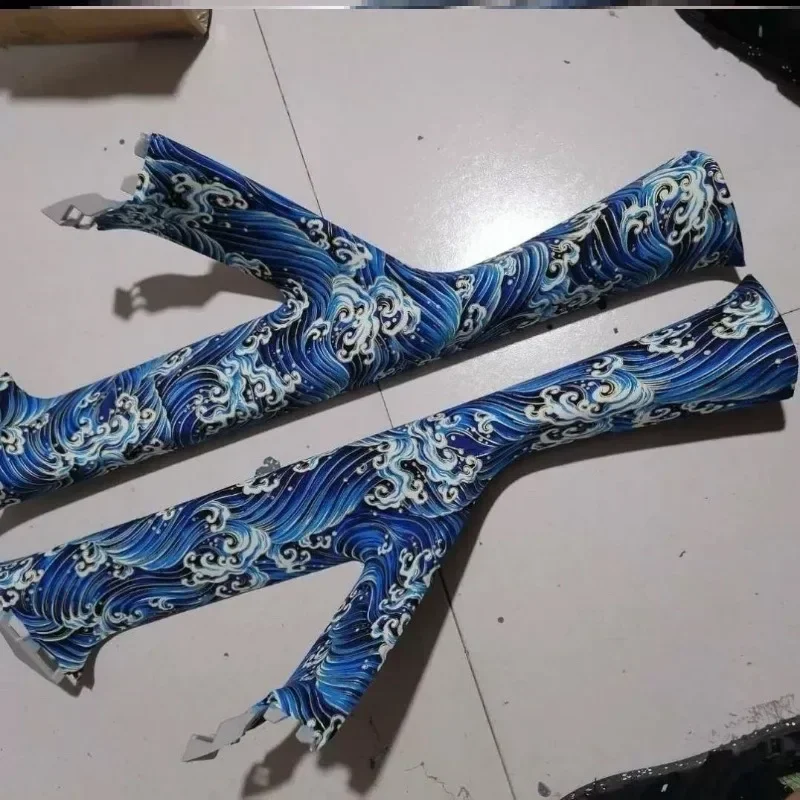 Self-Adhesive Black Koi Fish Car Interior Sticker High Grade Wear-Resistant Car Dashboard Door Panel Ceiling Decoration Fabric