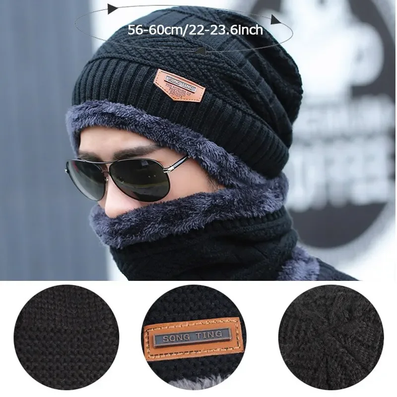 Nuevo gorro con letras Unisex, gorros de invierno con forro de piel para ocio para hombres y mujeres, gorro tejido que mantiene el calor, gorro de esquí sólido a la moda