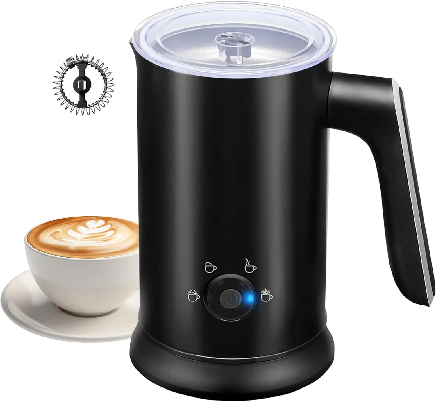 

Electric Milk Frother, 4-in-1 Automatic Milk Steamer Whisk Drink Mixer for Coffee, Frappe, Latte, Matcha, Hot Chocolate, Black