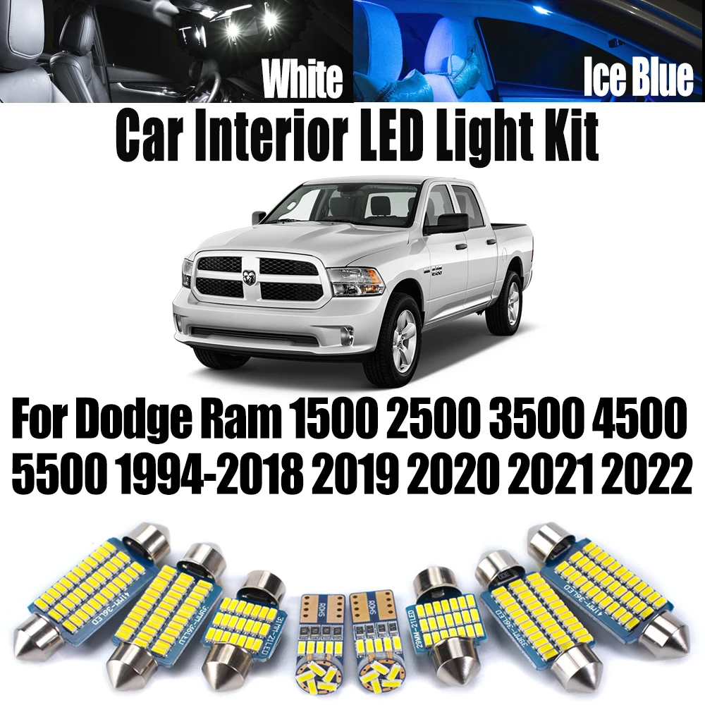 

Автомобильный светодиодный внутренний комплект освещения номерного знака с куполом для Dodge Ram 1500 2500 3500 4500 5500 1994-2020 2021 2022 Лампа для чтения Canbus