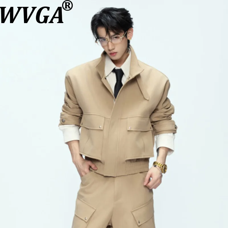

WVGA Autumn Winter New Men's Tide Safari Style Short Jacket Trendy Casual Multi-Pocket Niche Chic Cargo-Pants Elegant Ins W11788