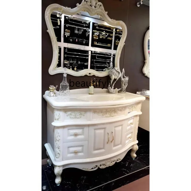 

All jade European bathroom cabinet combination integrated light luxury washing table waterproof and mildew-proof floor6239