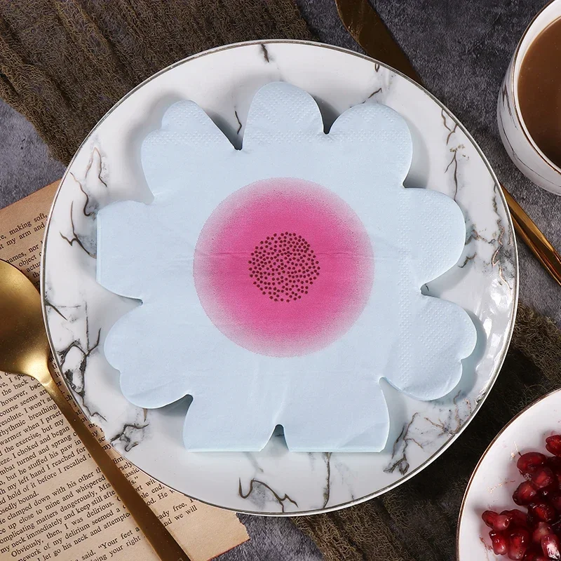 Shaped Colorful Daisy Paper Napkin Cut Edge Irregular Printing Napkin Personalized Paper Napkin Placemat 20pc Napkins Decoupage