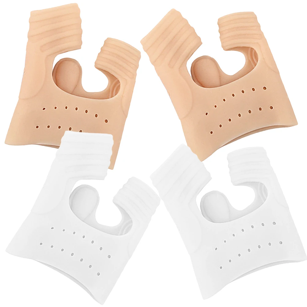 

4 Pcs Toe Separator Foot Care Products Cushion Magnet Pad Foot Health Care Products Women Men Arch Support Socks White Beige