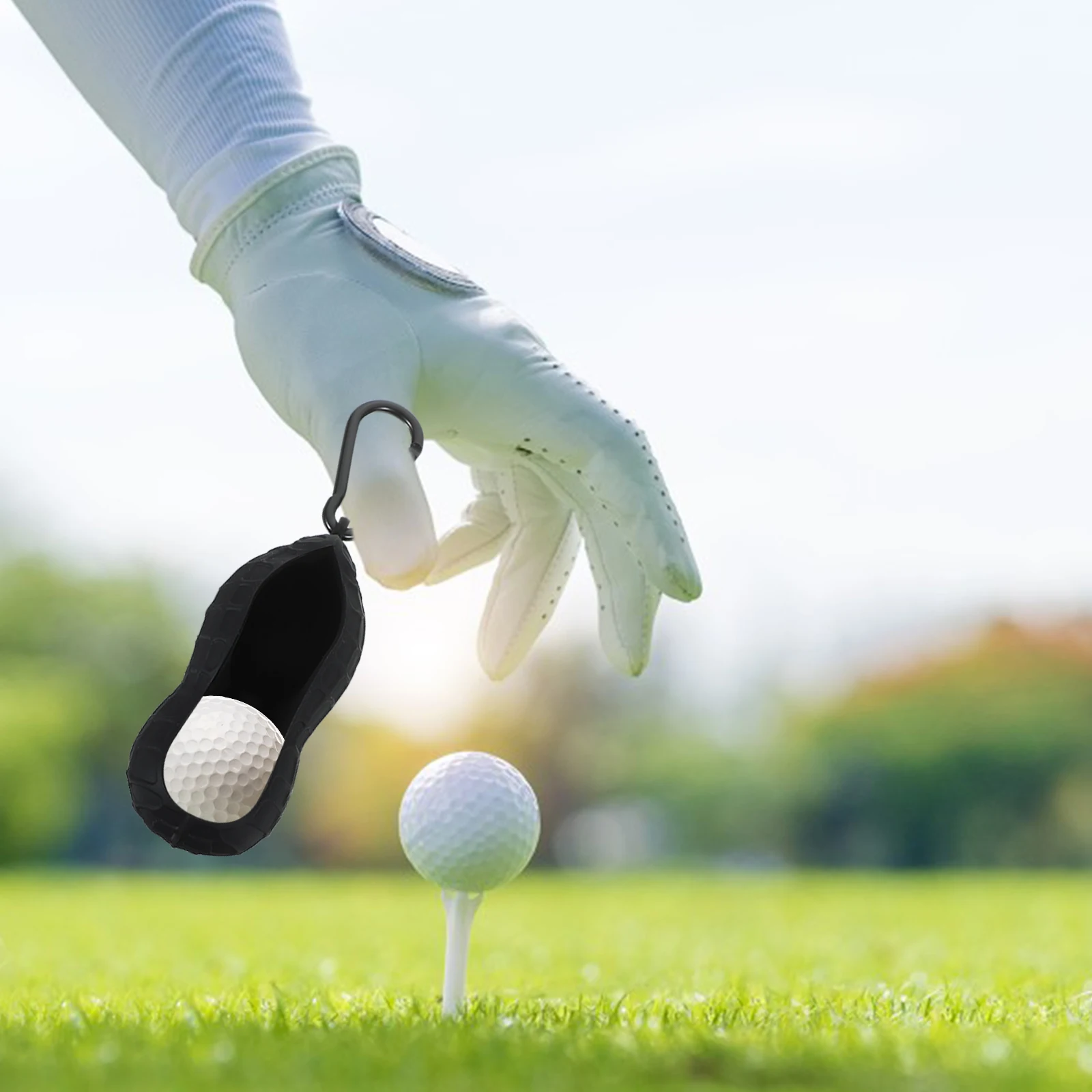 

Golfs Ball Sleeve Elastic Bag Golfing Accessory for Men Hold Up to 2 Balls Carabiner Key Chain Easy Carry Around