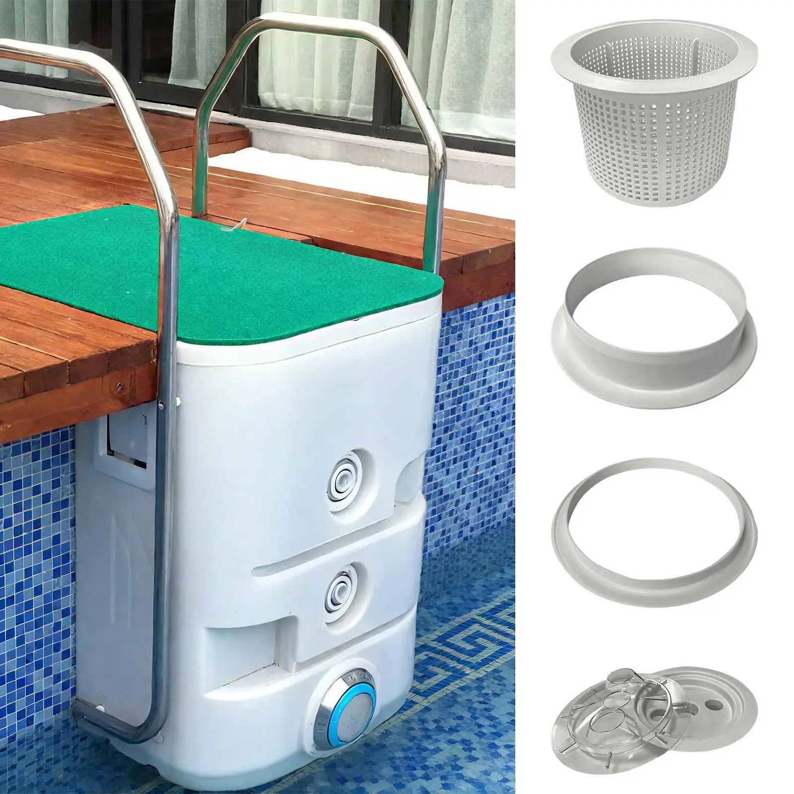 Universal Pool Skimmer Basket Ring Replacement Cover & Filter Essential Maintenance Accessory for Pools Spas, Outdoor Backyard