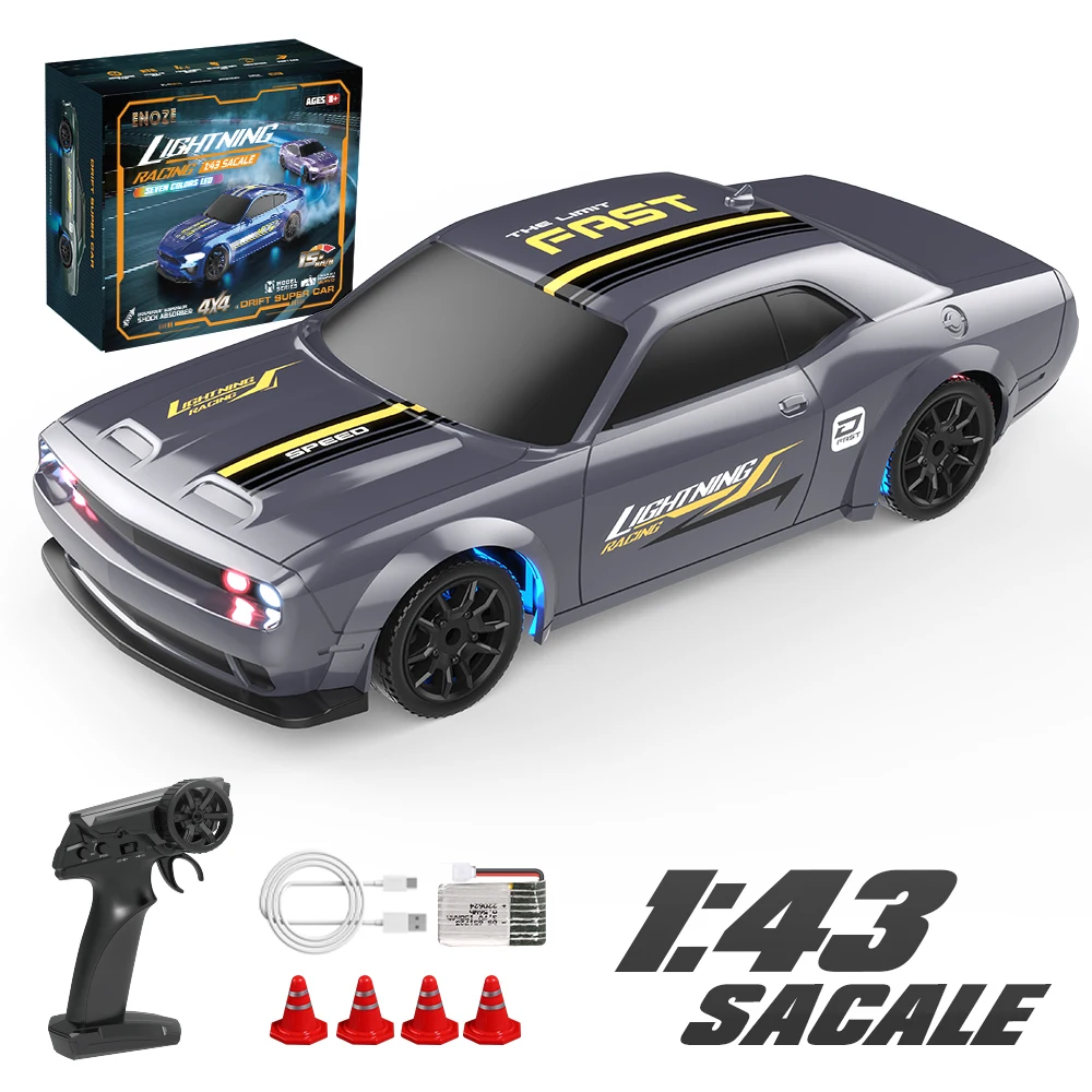 

1/43 RC Car 4x4 2.4G Remote Control Racing Drift Vehicle 15km/h High Speed Off-road RTR with 7 Color LED Lights Toys Kids Gift