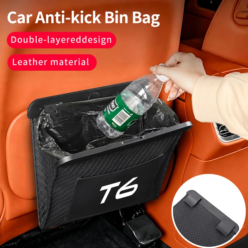 Waterproof Car Seat Back Trash Bags Leather Anti-kick Bin Bag For Volvo T6 XC90 XC60 C30 S60 C70 XC40 V40 XC70 V70 V60 V50 S80 2