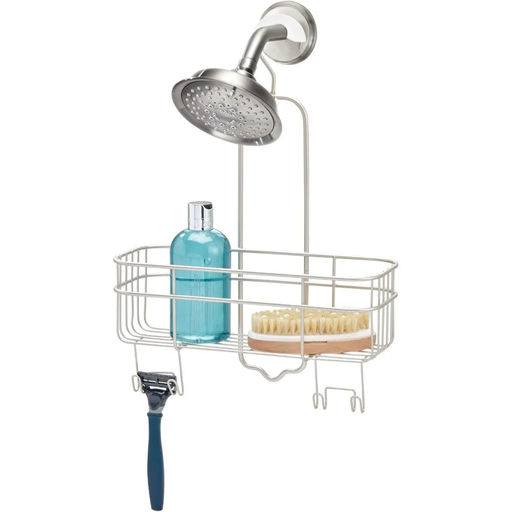 

Подвесной органайзер idesign с поворотным крючком и корзиной для хранения для ванной комнаты, матовая атласная европейская душевая кабина