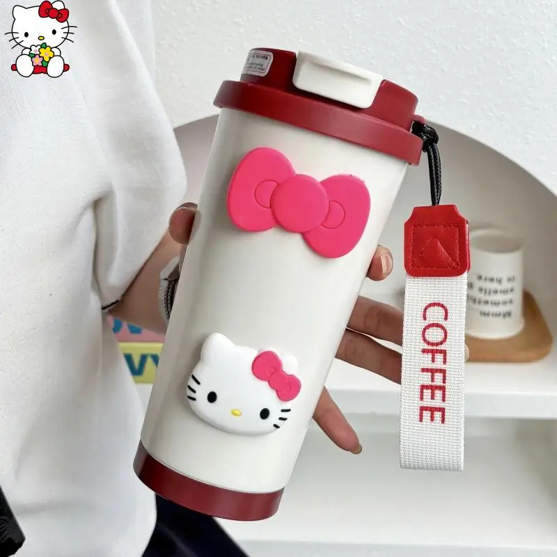 

Кофейная чашка с соломинкой, вакуумная чашка высокой емкости, милая Sanrios Hello Kittys, простая студенческая портативная офисная чашка для воды, модный подарок