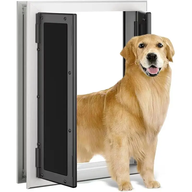 

Heavy Duty Aluminum Pet Double Door Large Dog Free In Out Spring Pet Door Smart Reset