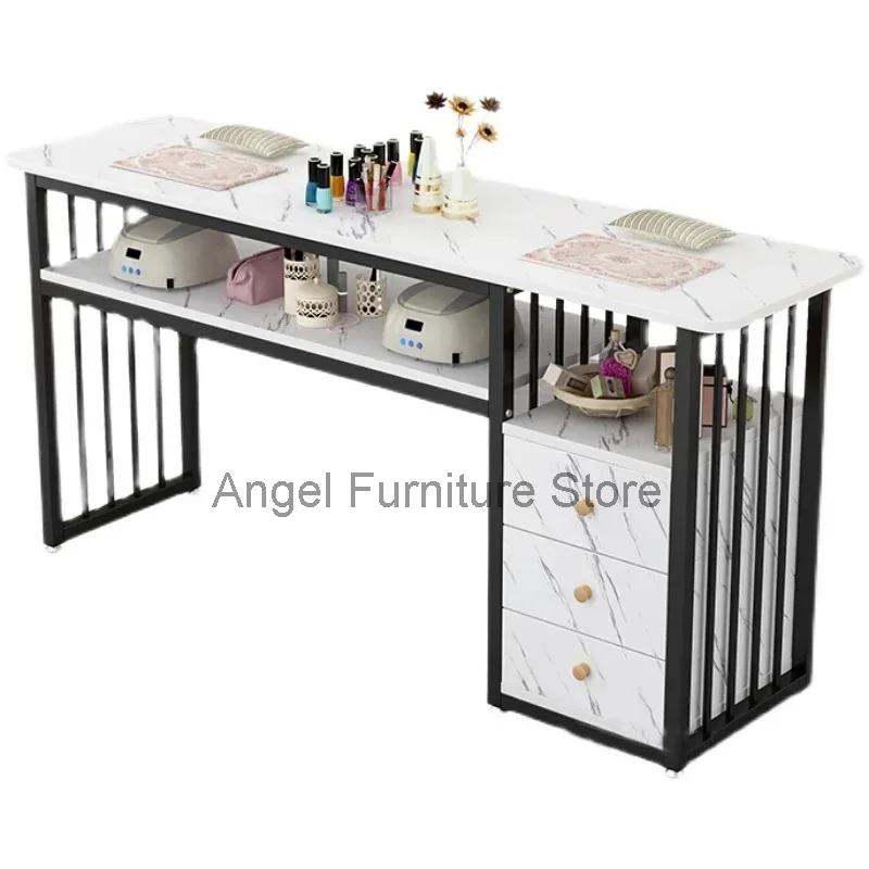 

Nordic Manicure Table and Chair Set Salon Furniture Modern Minimalist Single Double Nail Tables Professional Manicure Table U