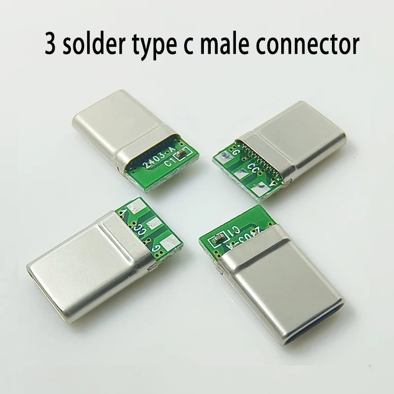 

2-10PCS 3Pin Male Type C Laptop Connector 3Solder Joint CC Pin CTOC5 With Capacitor Notebook Adapter PD Three Wire Charging Head