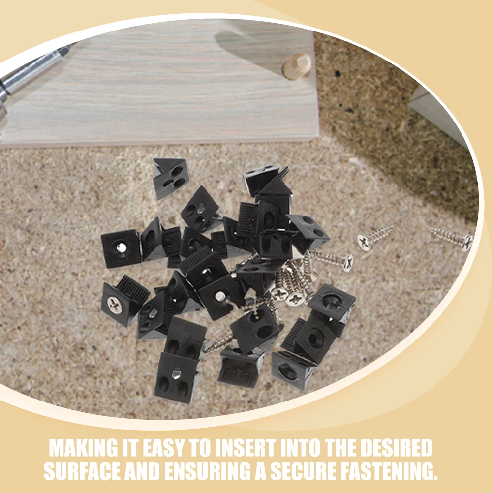 

100pcs Drawer Angle Code Bracket Cabinet Bottom Support Plastic Wedges Rust-Resistant Screws Durable Fixing Furniture