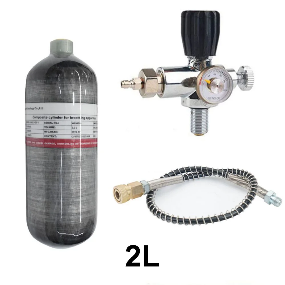 TUXING 4500Psi 2L Carbon Fiber Cylinder High Pressure Air Tank Scuba Diving Tank with Fill Station Valve Regulator M18*1.5