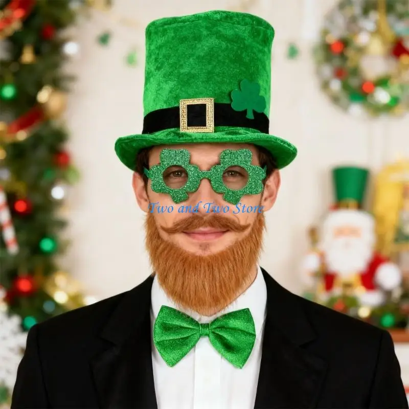 

HX6F Patricks Costume Head Accessory For Men Women Kids Matching Shamrock Shirt Overalls Pants Practical Cloth Design