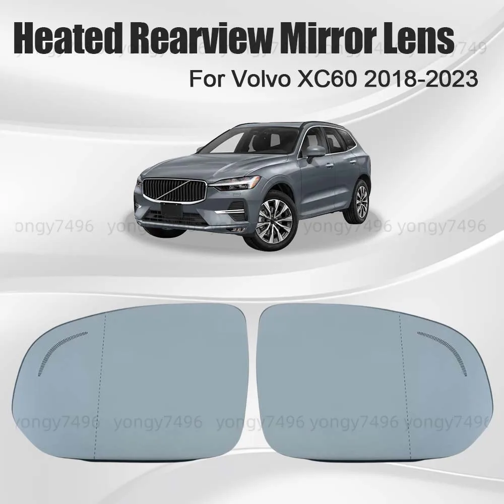 

Car Wide Angle Heated Rearview Mirror Lens For Volvo XC60 2018 2019 2020 2021 2022 2023 With Blind Spot Sign Model Accessories