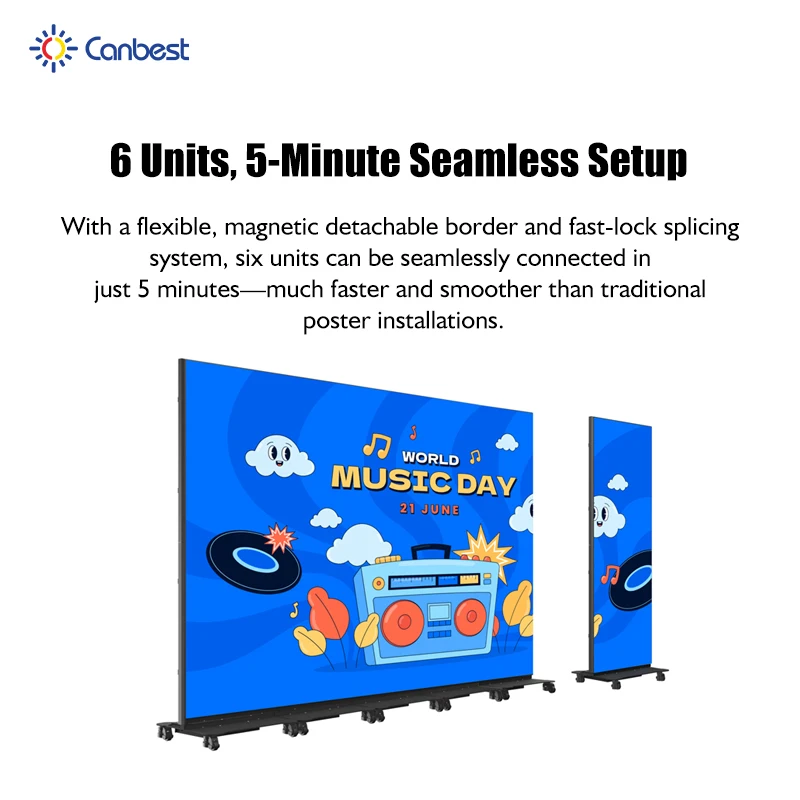 P1.2 P1.5 P1.8 P2.5 Vertical Led Display Indoor Foldable Gob Led Poster Display Led Totem Banner Video Wall For Conference Rooms