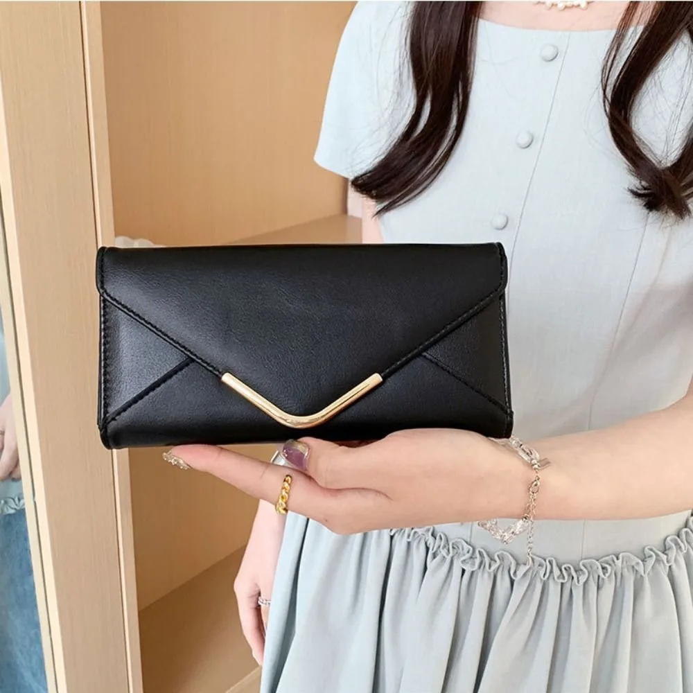 

Портативный женский длинный кошелек с несколькими отделениями для карт, на кнопке, двойного сложения, классический, для школы