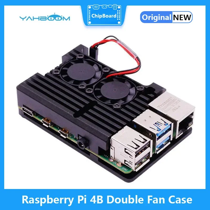 

Raspberry Pi 4th Generation 4B Armor Case Aluminum Alloy with Dual Fan Cooling Protective Metal Chassis Shell