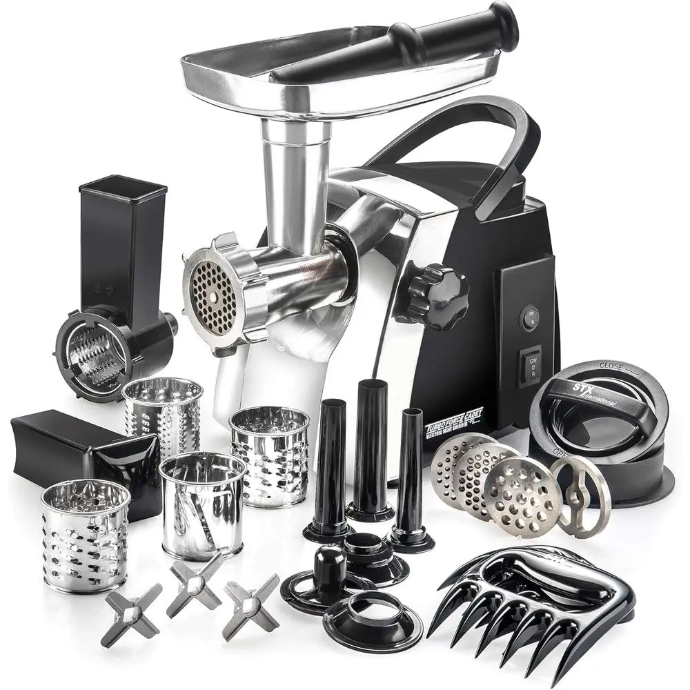 

Turboorce Cadet 2000 Series Electric Meat Grinder | 6-in-1 Powerul Home Use | Slicer/Shredder/Grater | Sausage Stuer | Kubbe Mak