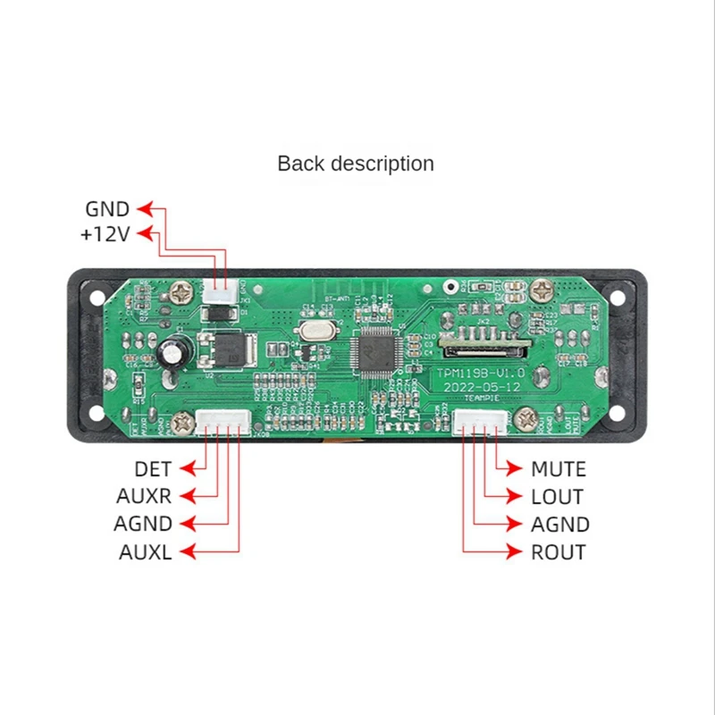 Digital Audio Player Bluetooth MP3 Player Decoder Board 128X64 DOTS LCD USB SD BT FM Music Player Module TPM119B