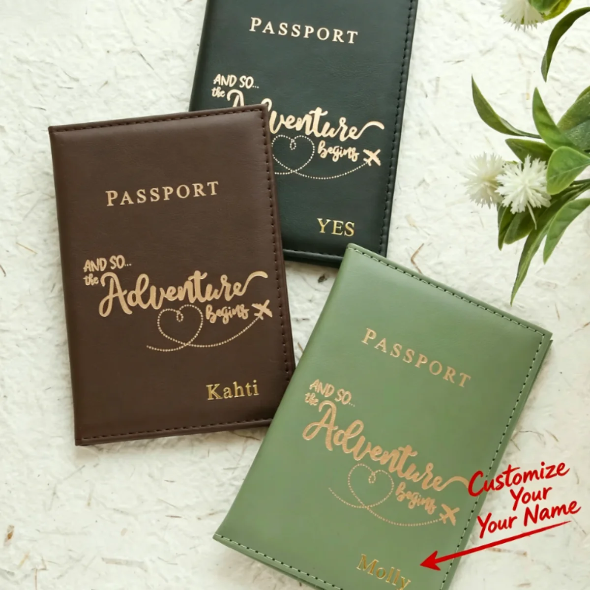 

Personalized Engraved Quote Passport Holder Customizable Leather Passport Cover for Travelers Travel Gift for Couples