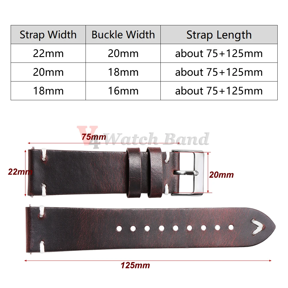 18 مللي متر 20 مللي متر 22 مللي متر سوار الإفراج السريع النفط الشمع خياطة جلد البقر حزام لأوميغا ل Seiko خمر الجلود حزام (استيك) ساعة