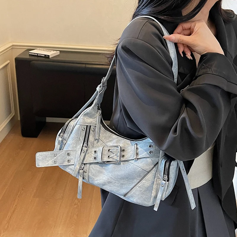 

Fashion Women Shoulder Bag Vintage Motorcycle Bags Female Rivet Crossbody Bag