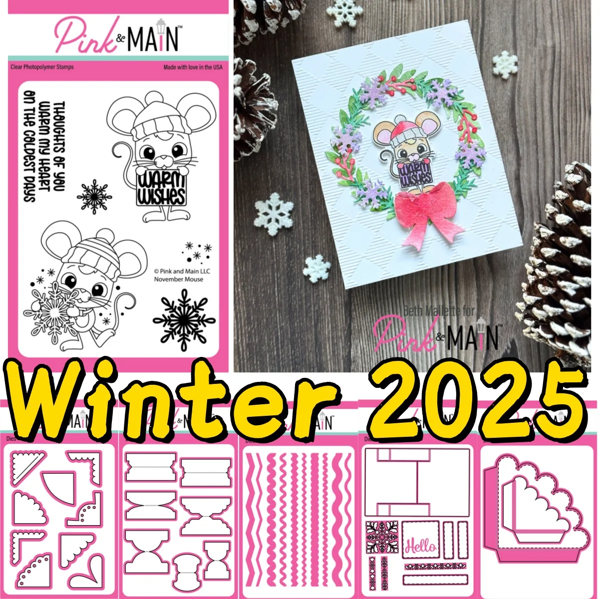 Winter 2025 Fun Corners Mouse Scallop Corner Pockets Metal Cutting Dies Clear Stamps for DIY Making Card Scrapbook Decoration