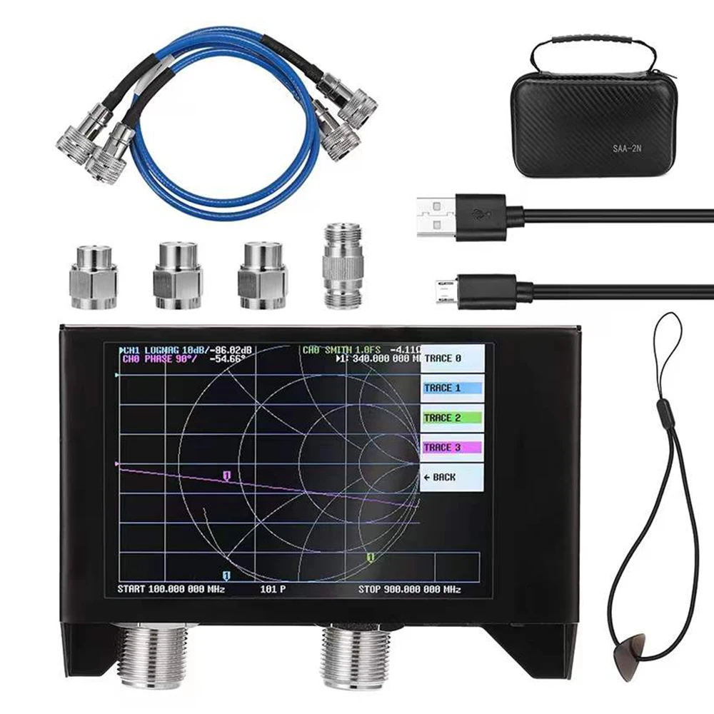 SAA-2N 50K-3GHz Vector Network Walkie Talkie Antenna Analyzer NanoVNA V2 w/ 4 inch touch Screen 3000mAh Battery and EVA Bag