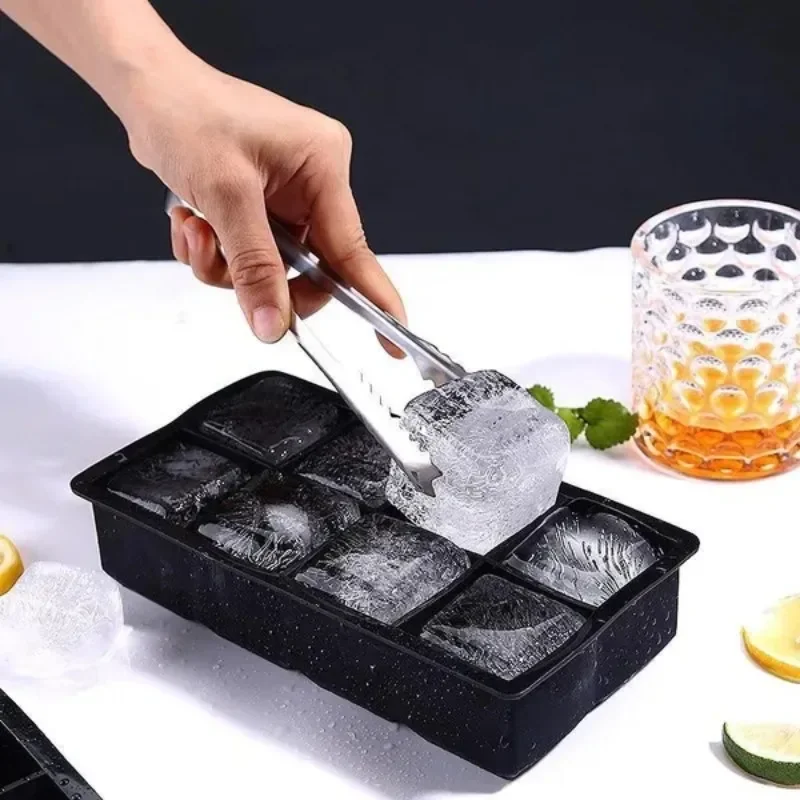 4/6/8Grids New Ice Block Mold Large Reusable Ice Cube Maker For Whiskey Cocktails and Homemade Drinks Chilled Ice Mold Gadgets