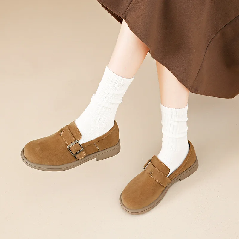 2024 nuova primavera autunno donna mocassini con tacco basso mocassini da donna in pelle scamosciata Comfort mocassini ortopedici Slip On scarpe Casual con plateau