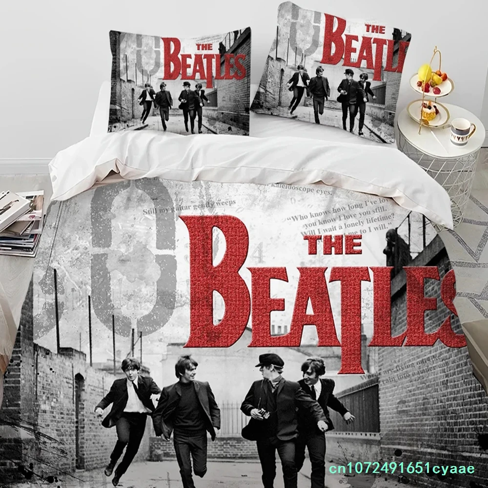 3D B-Beatles Rock Stand Star Comforter Bedding Set,Duvet Cover Bed Set Quilt Cover Pillowcase,king Queen Size Bedding Set Boys