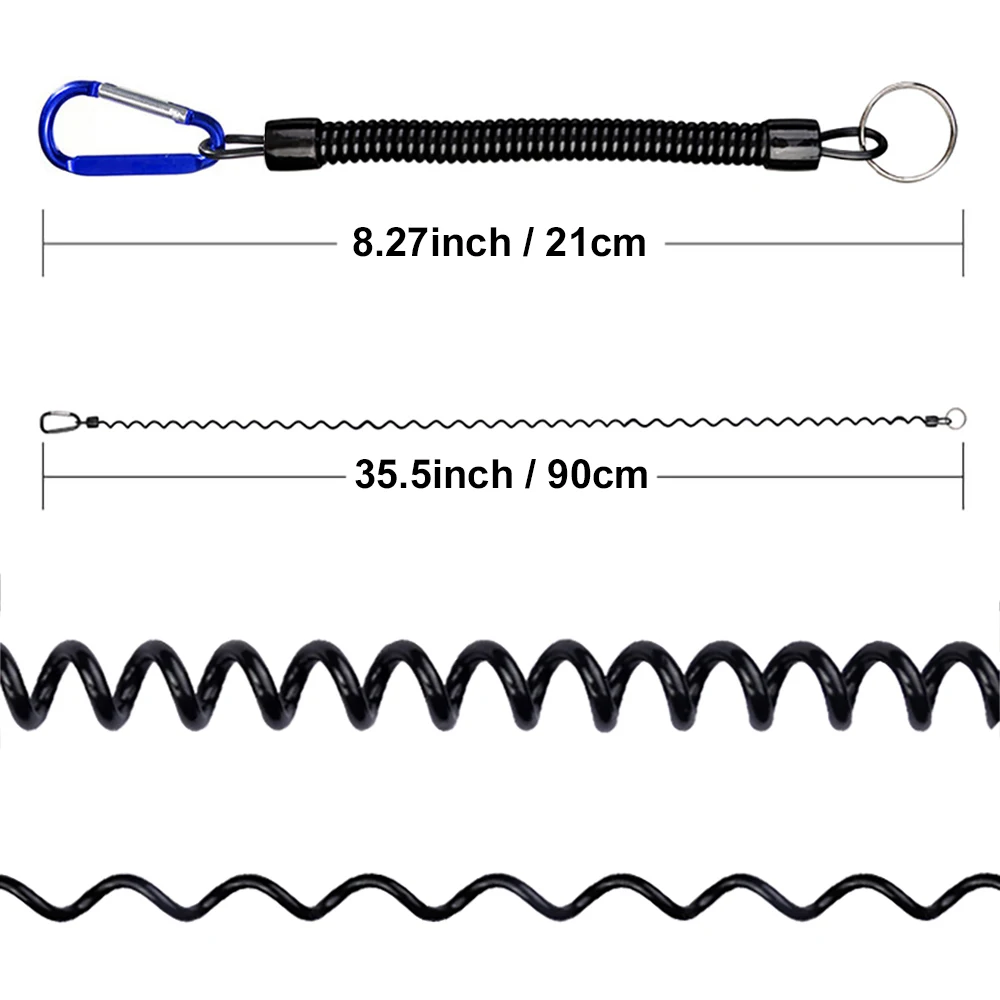 5Pcs Fishing Lanyards with Carabiner Boating Ropes Retention Ropes Holder Pliers Lip Fishing Tackle for Safe Keeping Fishing Rod