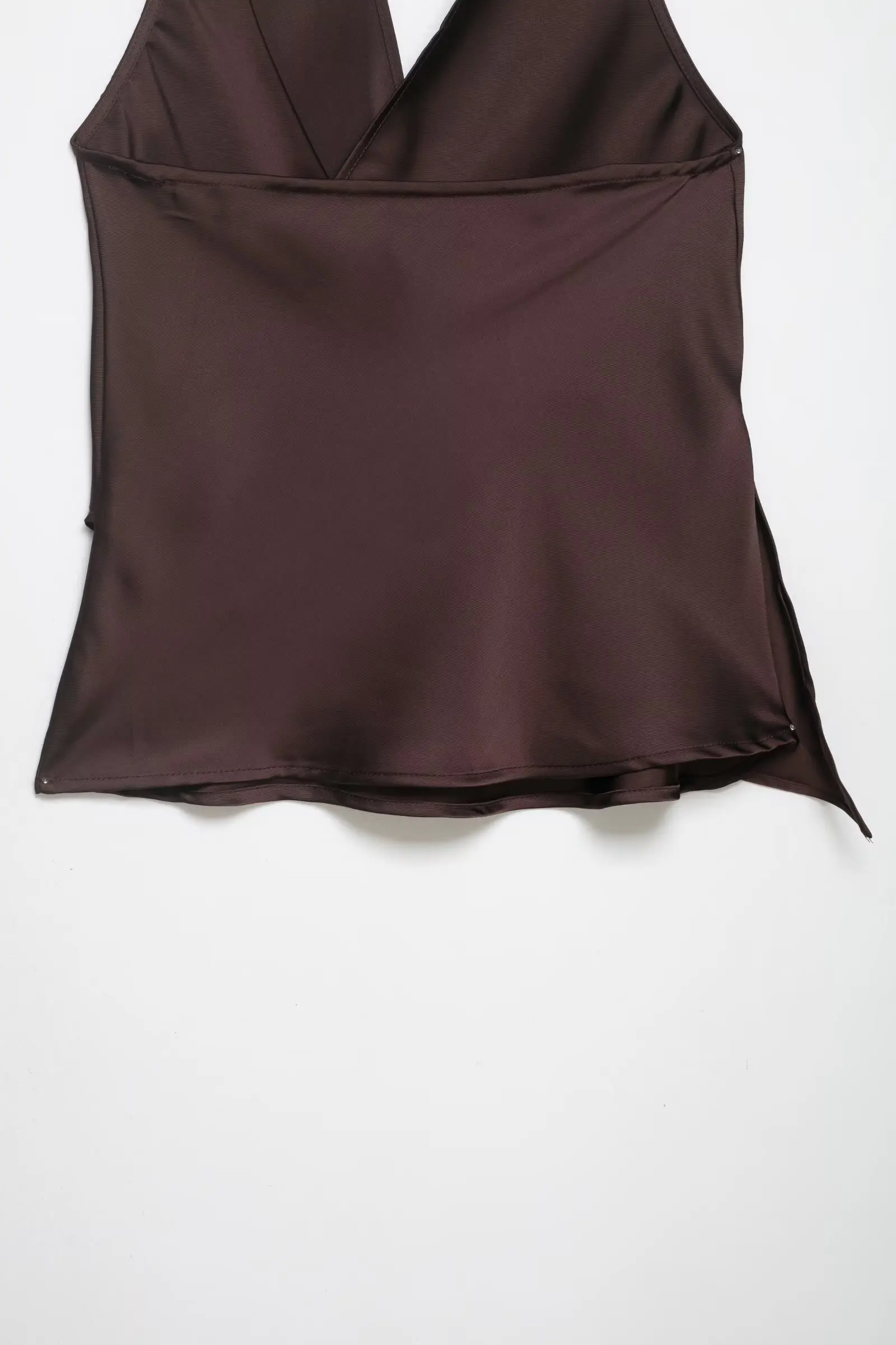 HH Damen Sommer Satin Neckholder-Top Damen Wickel-Bluse mit V-Ausschnitt und Rückenbindung Asymmetrische Bluse Niedliche Alltags- Urlaubs- und Geschäftskleidung – Detail 35