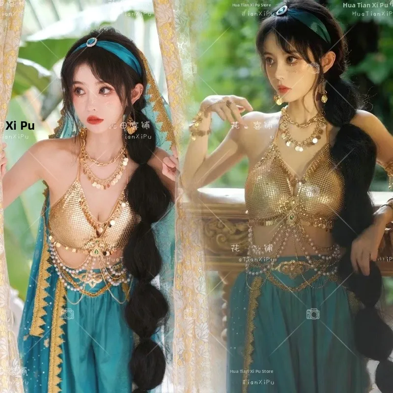 

Новый танцевальный костюм в этническом стиле: наряд принцессы Жасмин для косплея и фотосессий, двойная версия образа Западной принцессы