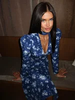 Printes Dresses For Women Fashion Sexy Streetwear Regular V-Neck Full Sleeves Bodycone Mid Vestidos Robes Female Casual Slim Fit - Image 3