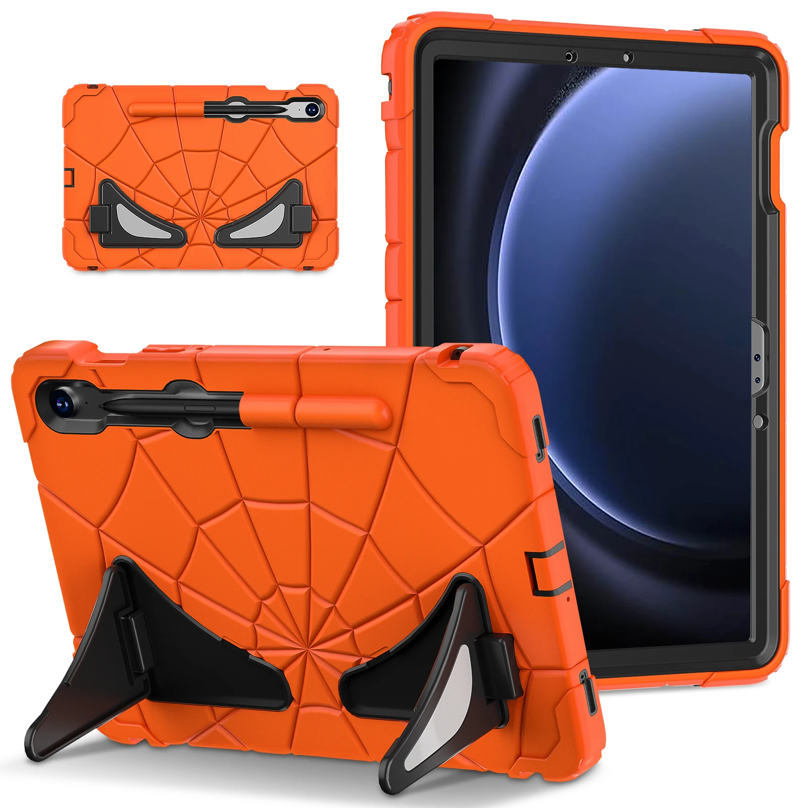 Armor Stand Case For Samsung Galaxy Tab S9 FE S8 S7 SM-X710 X716B X510 X516B X700 X706 T870 X875 11inch Kids Capa Cover Pen Slot