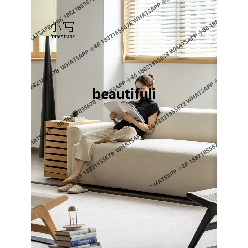 

H Small apartment inline double cream-style anti-fouling retro white fabric sofa