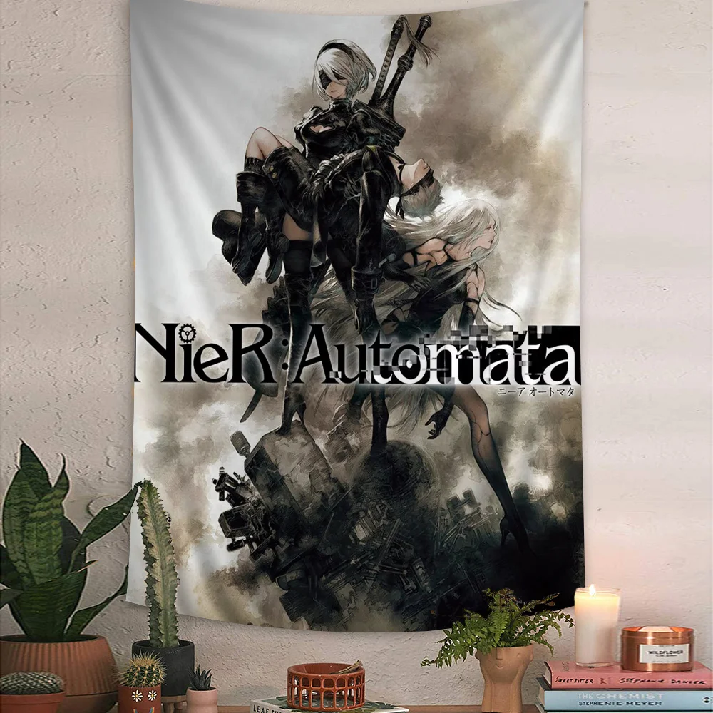 N-NieR A-automata Colorful Tapestry Wall Hanging Hanging Tarot Hippie Wall Rugs Dorm Art Home Decor