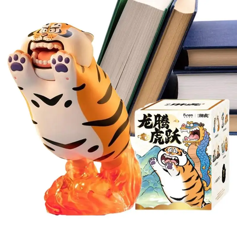 Animal Figure Model Toys Tiger Figurine Cartoon Desk Toys Miniature Model Cute Collectible Figurines Dragon Tiger Series Desk