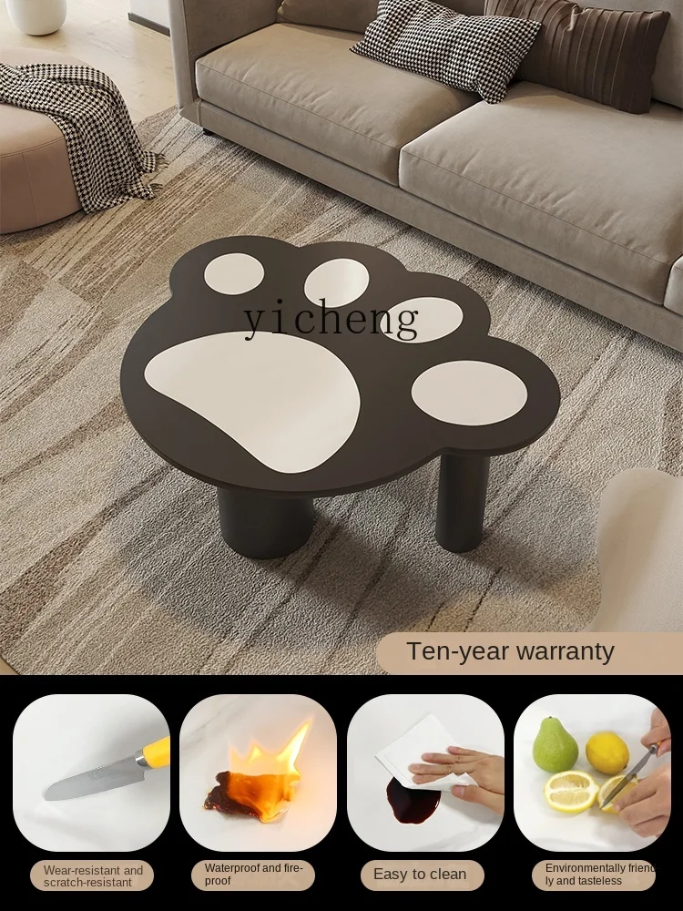 Tqh Cat's Paw Coffee Table Special-Shaped Creative Cartoon Small Apartment Hand-Shaped Brush Stone Plate Tea Table