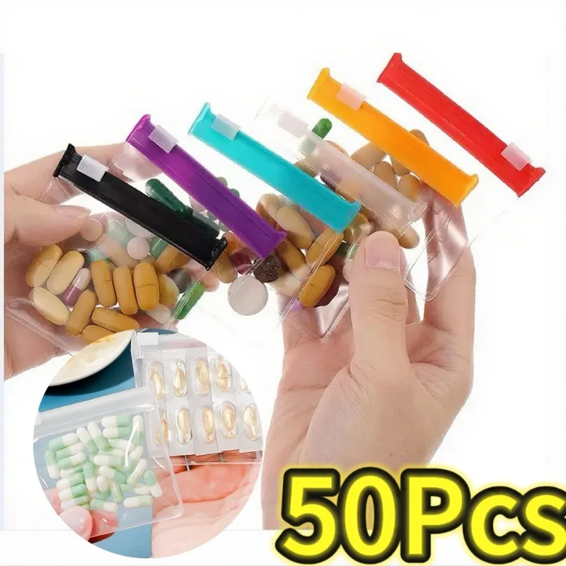 

10-50 шт. мини-дозаторы для таблеток, переносный дорожный чехол для драгоценностей с раздвижной молнией, самозапечатывающаяся водонепроницаемая организация хранения