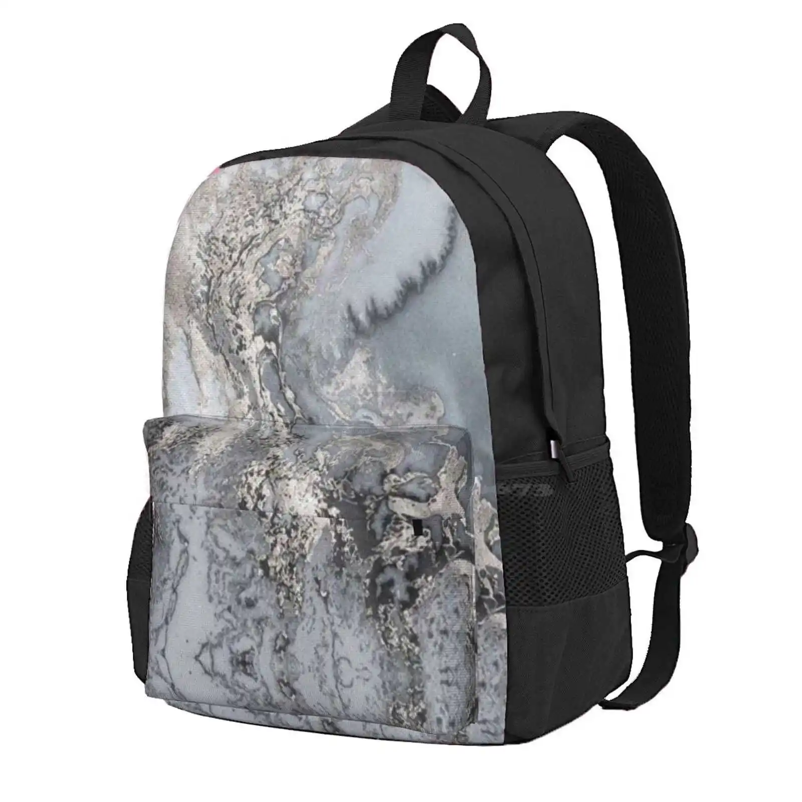 Grey And Silver Marble Hot Sale Schoolbag Backpack Fashion Bags Grey Silver Marble Luxury