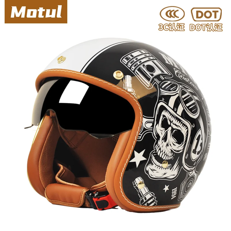 Hot Selling Universal Motorcycle Retro Helmets All Seasons Half Face Helmet Abs Material Motocross Motorbike Helmet AD Factory