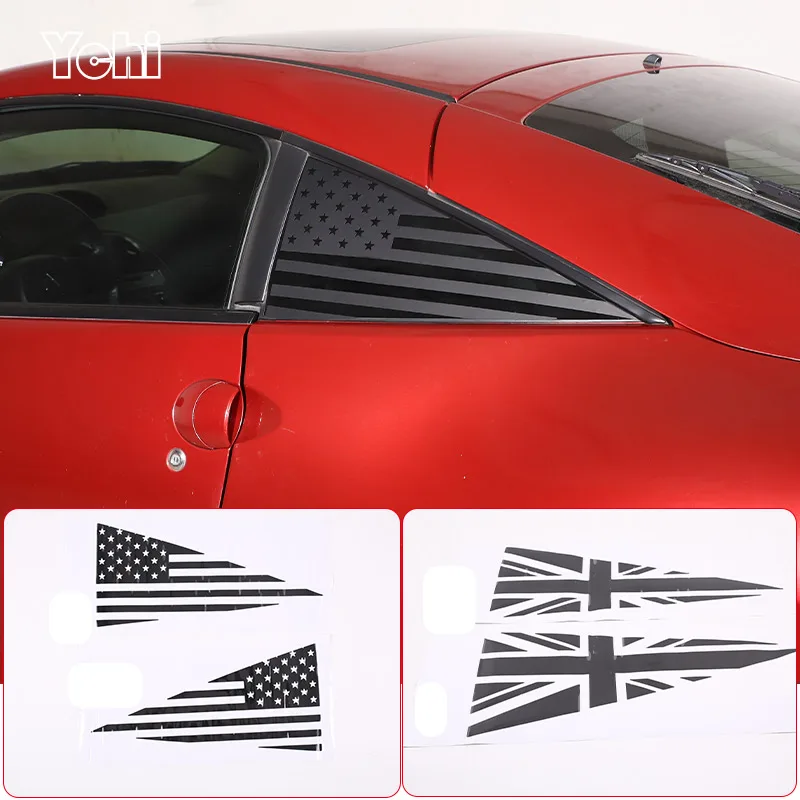 For Mitsubishi Eclipse 2006-2011 PVC Black Car Rear Triangle Window Glass Panel Trim Latte Art Sticker Car  Accessories