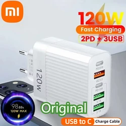 Xiaomi 120W Fast Charging Type C PD Charger Multi Ports USB Phone Charge Adapter For iPhone  Samsung Oneplus Pixel Cellphones