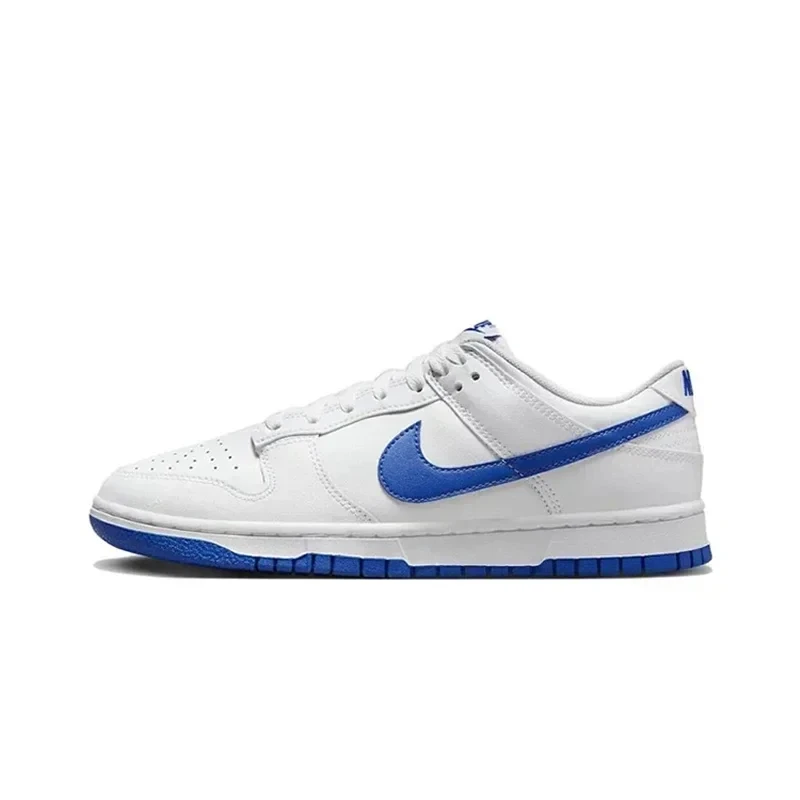 Original nike dunk low 'hyper royal' sapatos de skate masculino absorção de choque resistente ao desgaste azul branco tênis DV0831-104