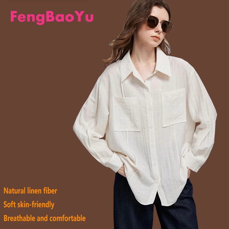 

100% Linen Women's Long Sleeve Shirt Wine Red Spring and Summer Outdoor Fashion Casual Top Travel Holiday Relaxed Women's Wear